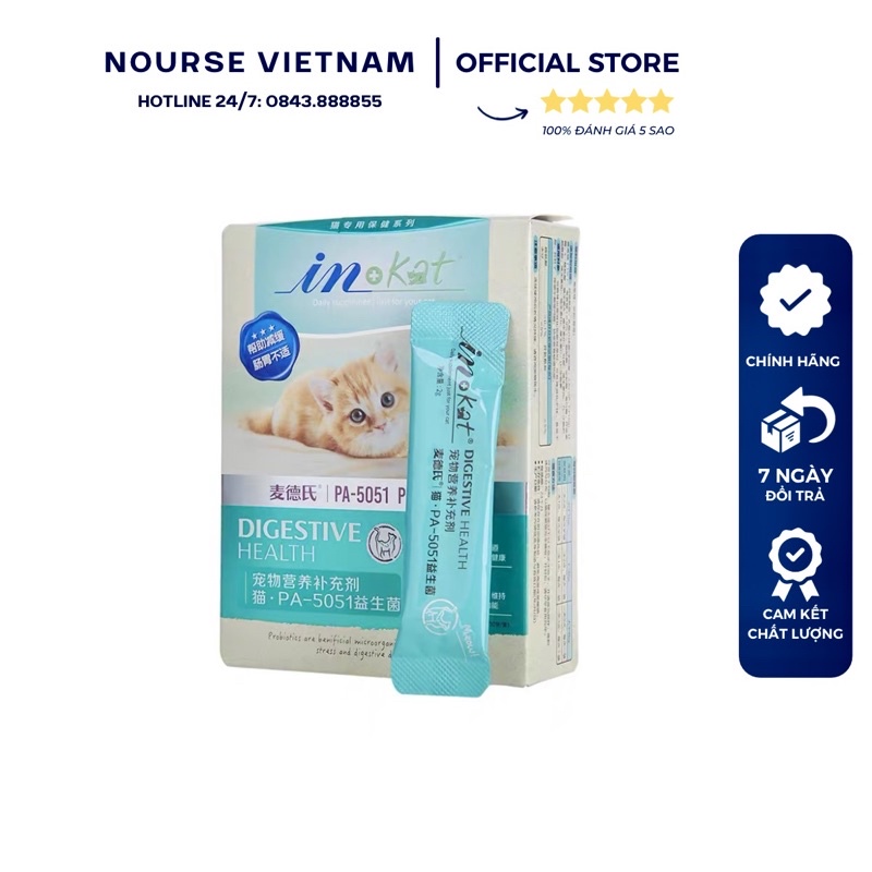 Men vi sinh cho mèo Inkat với Probiotic và Glutamine Men tiêu hóa ngừa bệnh cho mèo IN08