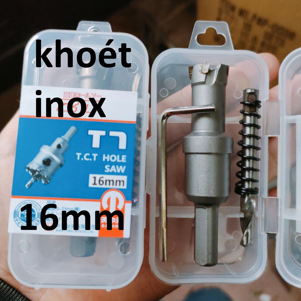 Mũi khoét inox 16 , sắt đầu hợp kim công nghệ Đức Loại 1, mũi khoét kim loại 16mm
