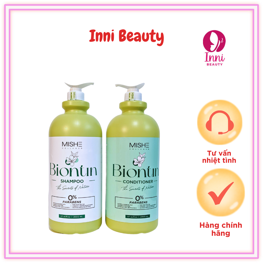 Cặp dầu gội xả mishe oganic ,karatin inni beauty siêu mượt phục hồi tóc khô hư tổn 800ml✅