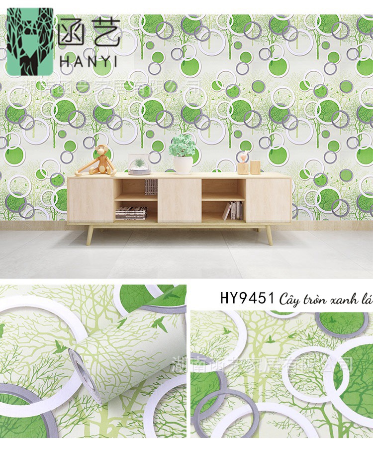 [HCM]5M x 45cm cao giấy dán tường - cây khô tròn xanh lá