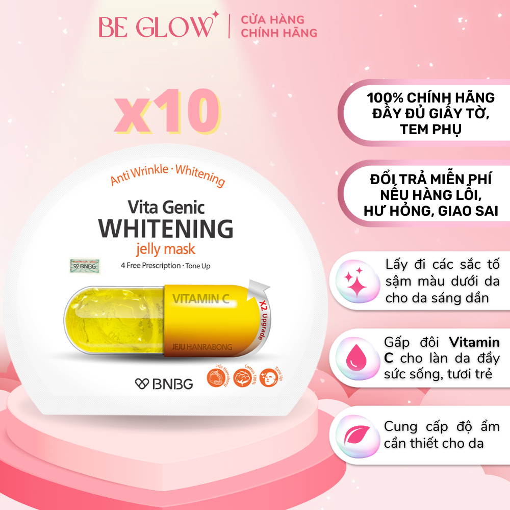 Combo 10 mặt nạ bnbg vitamin c dưỡng sáng da bnbg vita genic whitening jelly mask - be glow beauty