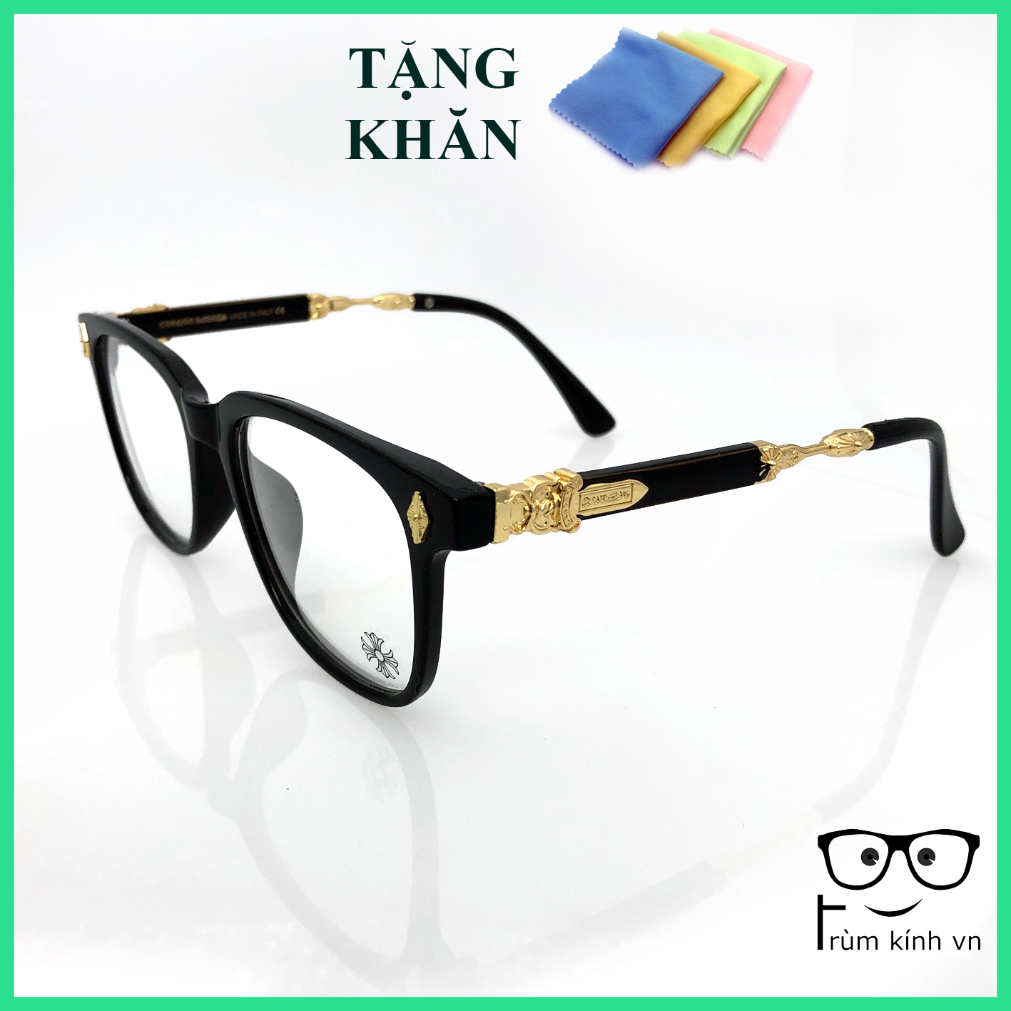 KÍNH CHROME HEART THỜI TRANG CAO CẤP ITALY [ GỌNG VÀNG]