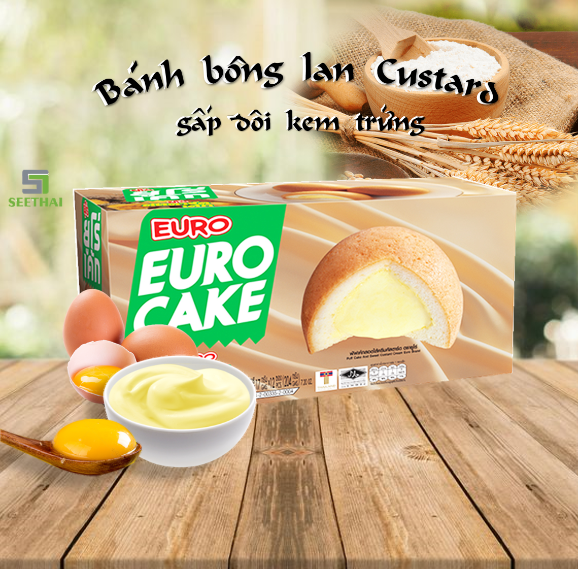 Bánh bông lan EUROCAKE Thái Lan - hộp - Butter cake with vanilla cream