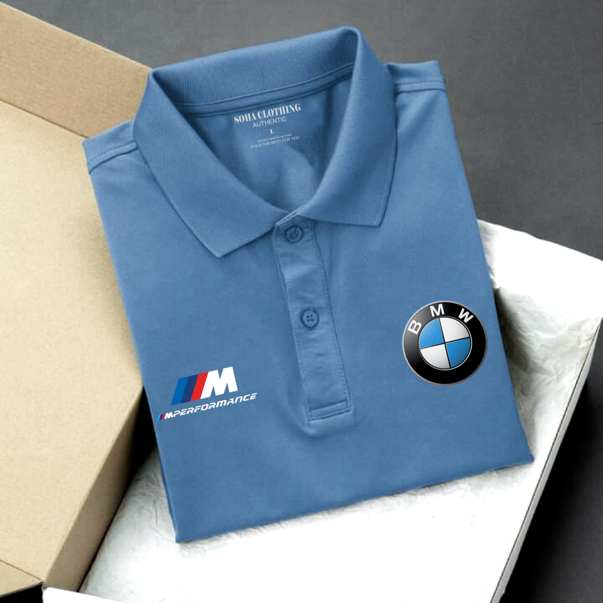 Áo polo nam  cotton SOHA CLOTHING form slimfit, áo logo xe hơi BMW, chất liệu thoáng mát, mềm mại, thấm hút mồ hôi tốt | PLmec - 7