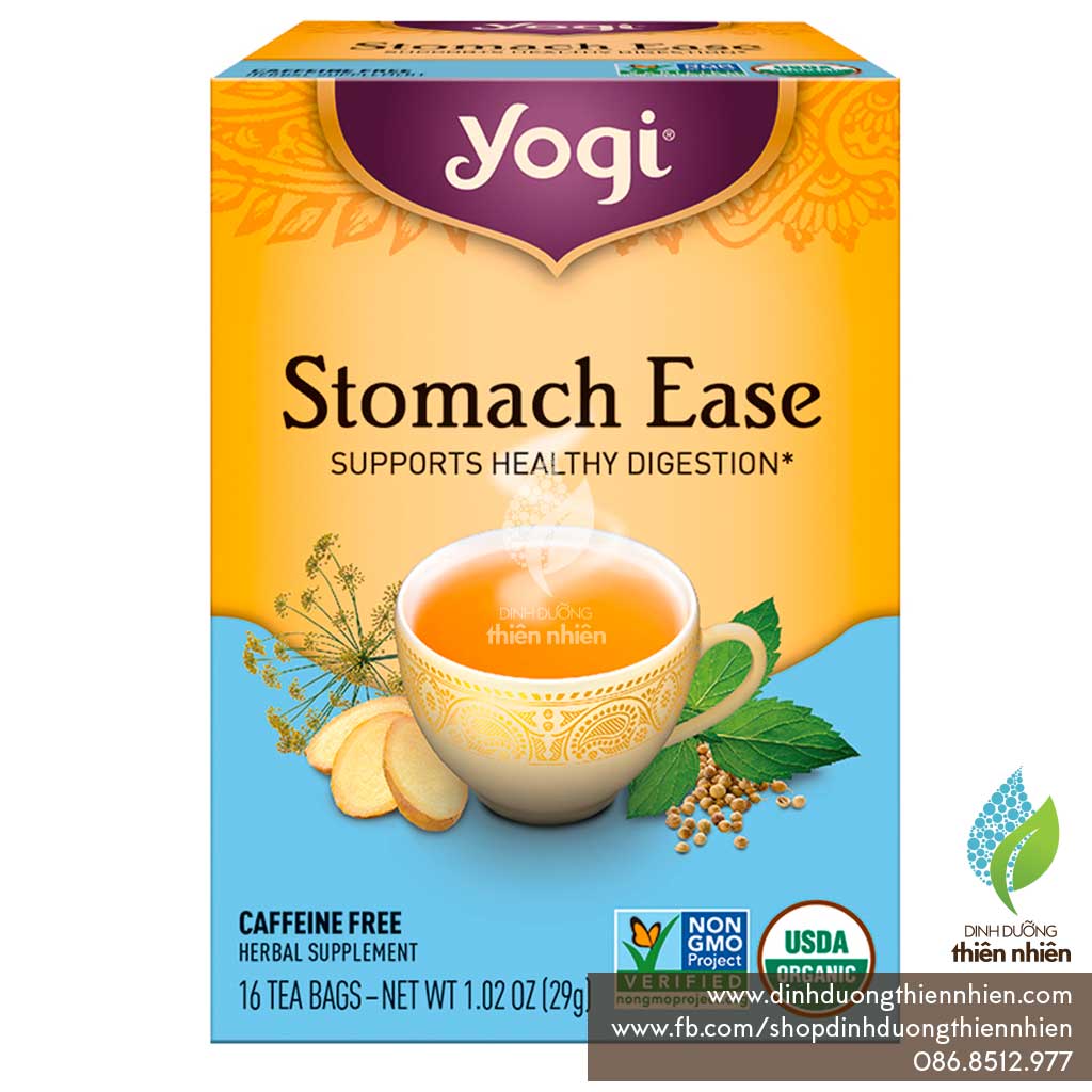 Trà hữu cơ yogi stomach ease, hỗ trợ tiêu hoá khỏe mạnh