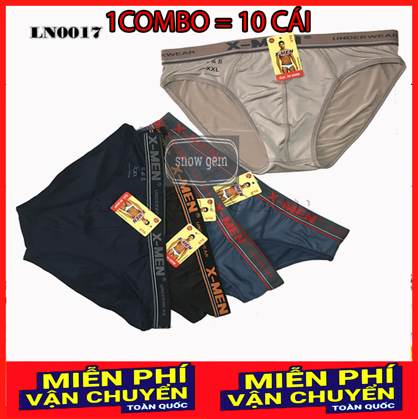 Combo 10 quần lót tam giác nam XMen - Lưng Màu - Thun Lạnh cho mọi lứa tuổi