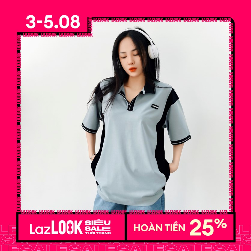 Hoàn tiền 15% - áo polo vergency nam nữ 016 mix line/ gray white