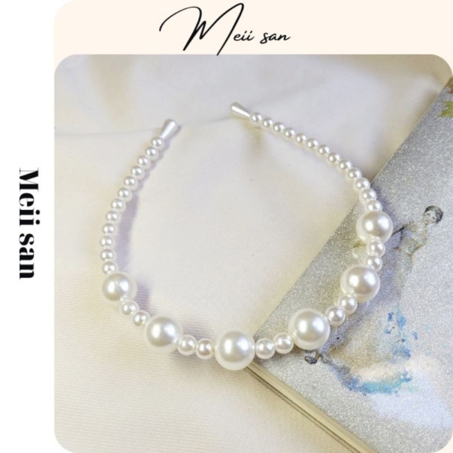 Sale_ Bờm tóc hạt trai nhựa