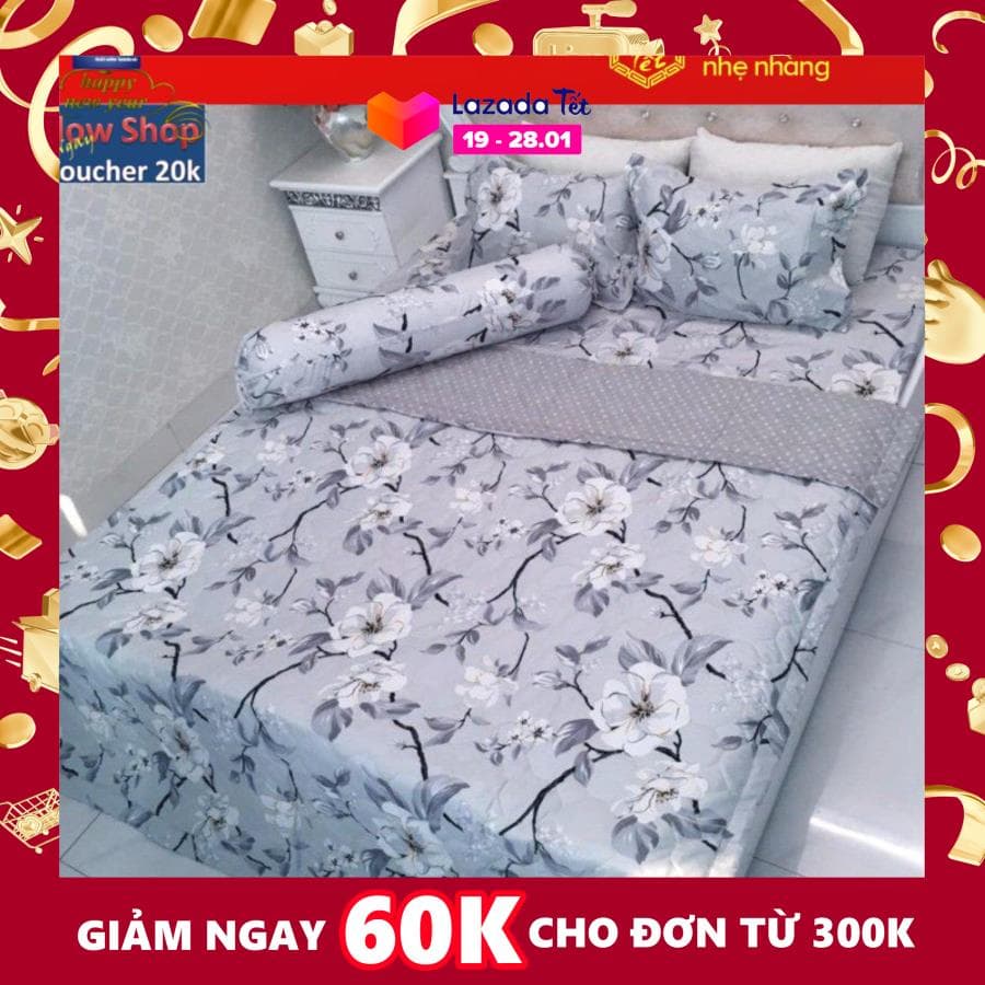 (FreeShip MAX) Bộ chăn hè và ga gối Semi Micro - Poly kovico Hoa Ban Trắng (1m6x2m)