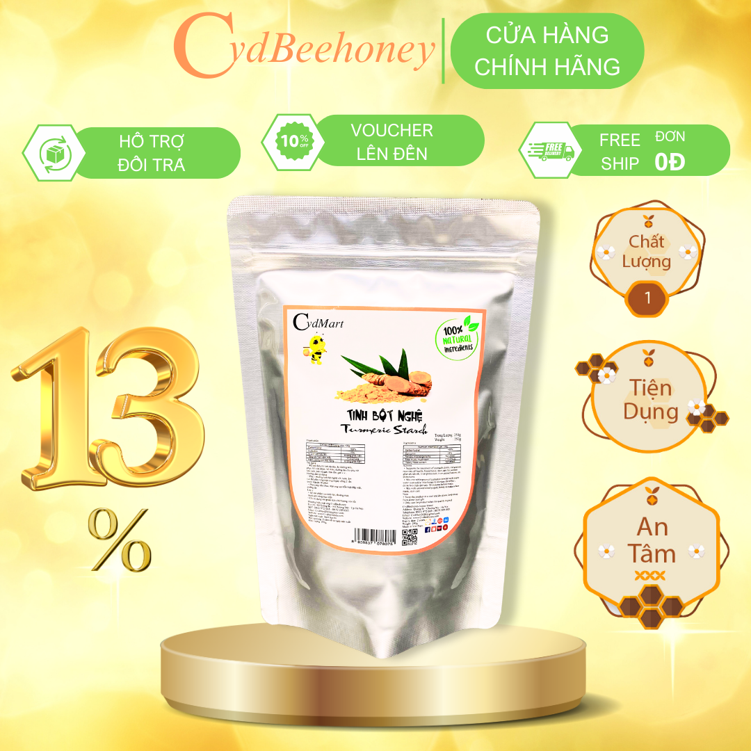 Tinh Bột Nghệ Nguyên Chất, Curcumin Cao, Dưỡng Da, Làm Viên Nghệ, Sữa, Kem Nghệ CVDBEEHONEY 500g