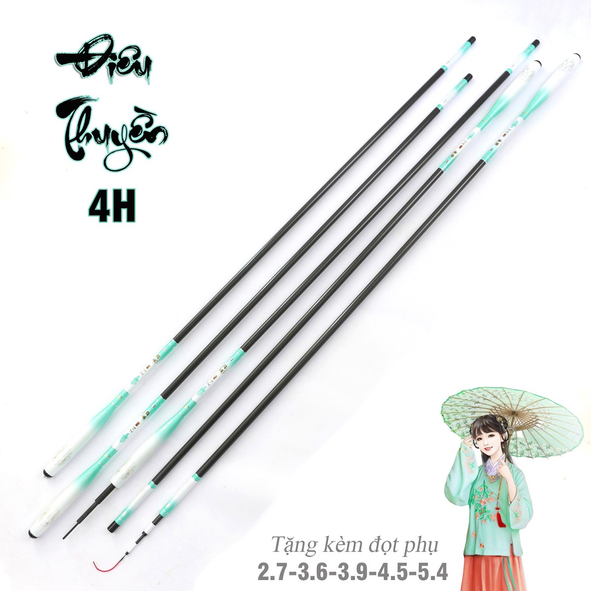 Cần câu tay điêu thuyền 4h chất liệu carbon, tặng kèm ngọn phụ - ct4h019