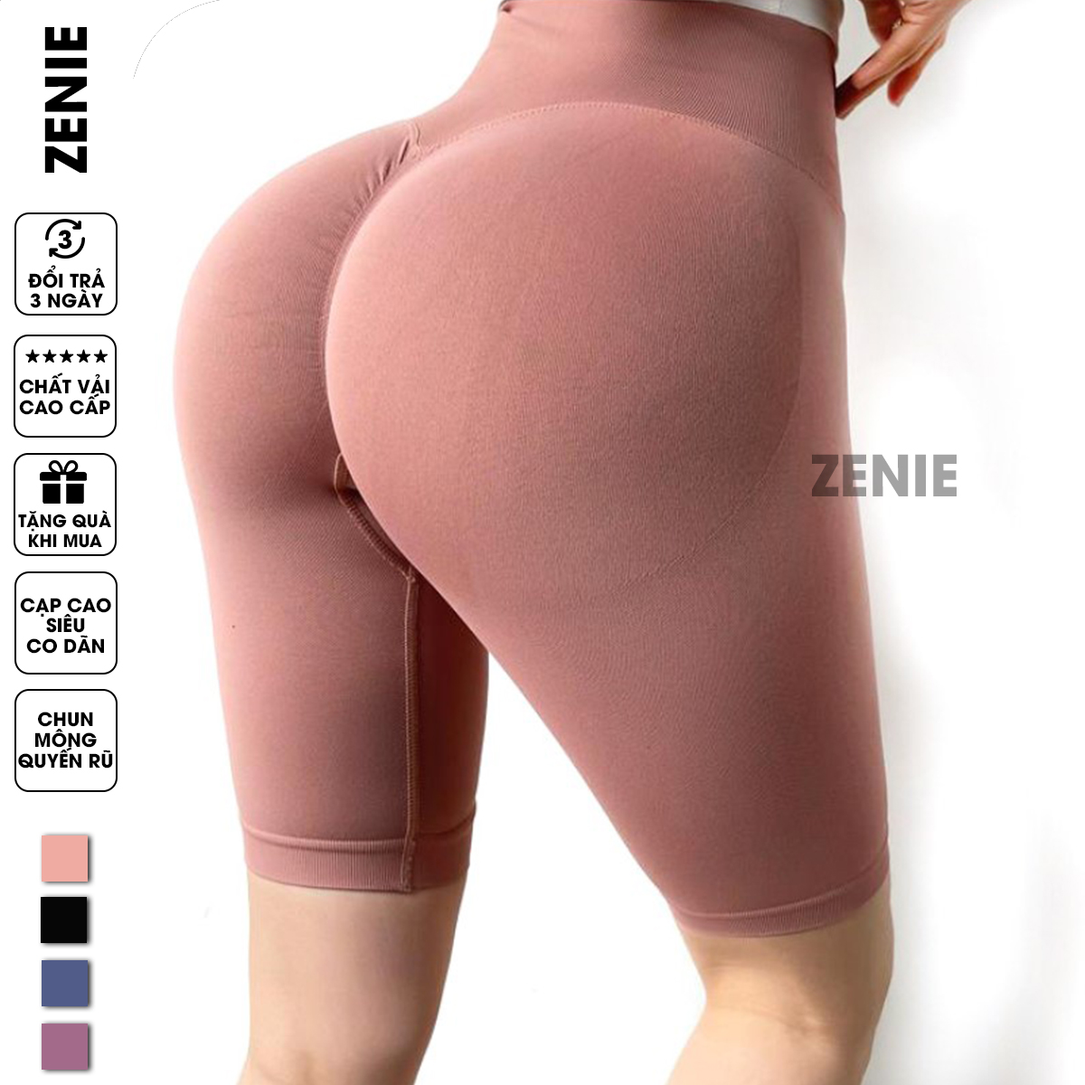 Quần tập lửng nữ Zenie quần tập yoga lửng chun mông cạp cao nâng mông siêu co dãn Q18