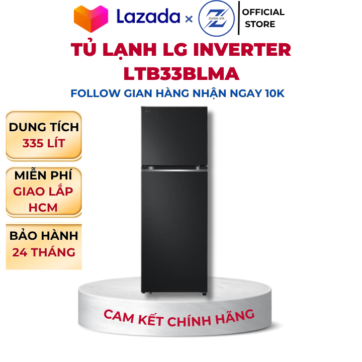 Tủ lạnh LG Inverter LTB33BLMA 335 lít - Bảo hành chính hãng 24 tháng