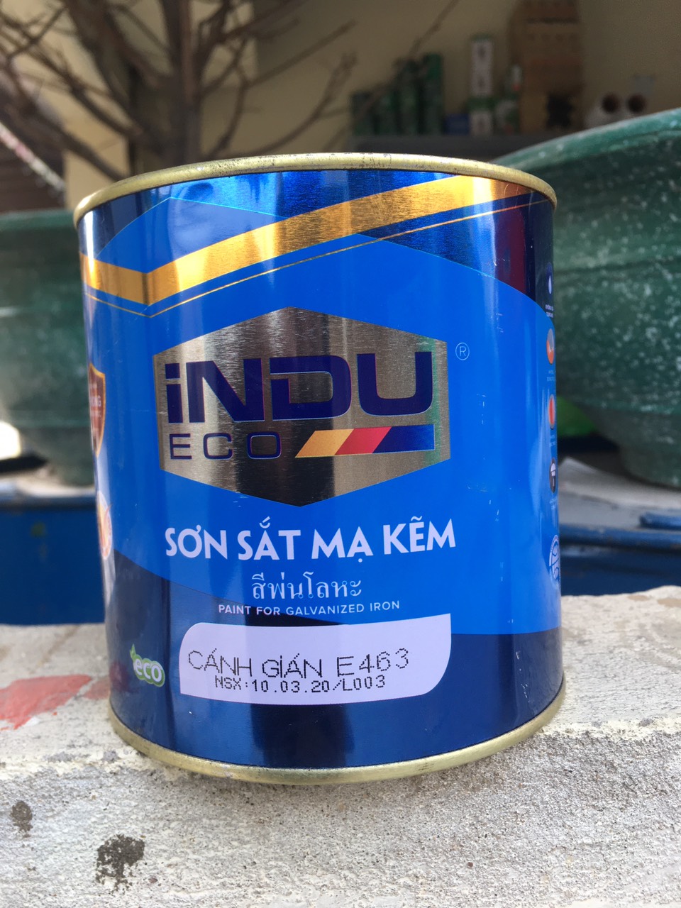 Sơn sắt mạ kẽm INDU màu cánh gián lon 800ml
