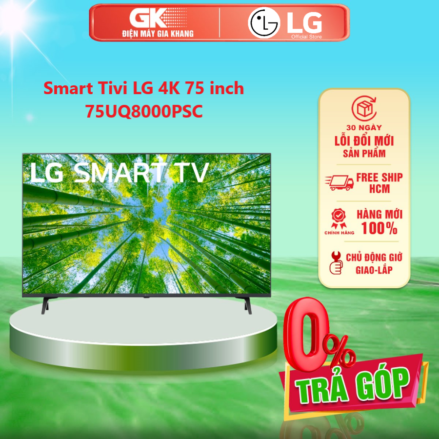 Smart tivi lg 4k 75 inch 75uq8000psc - giao toàn quốc - freeship hcm
