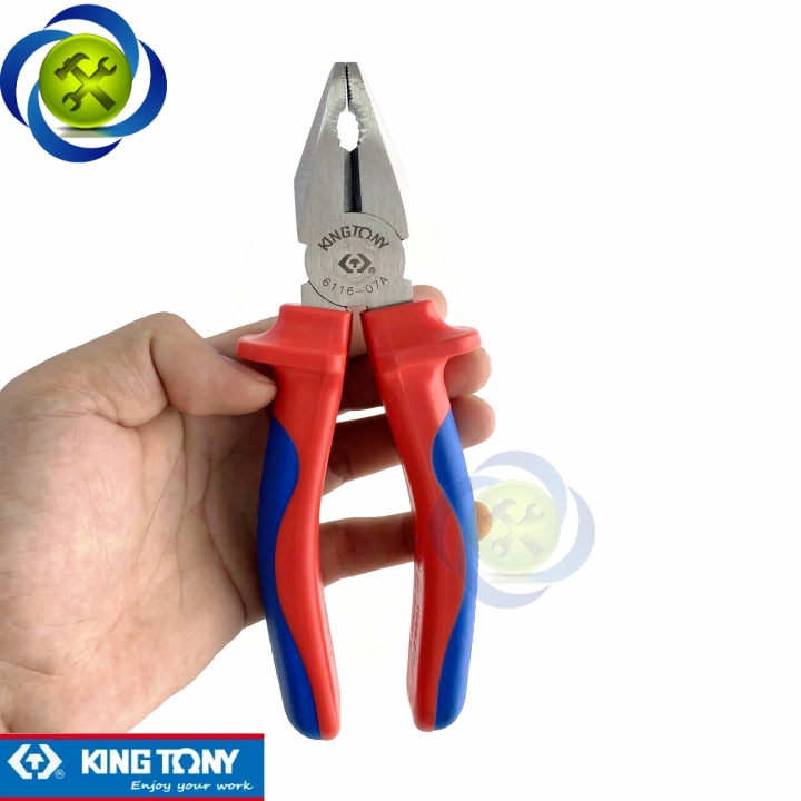 Kìm điện kingtony 6116-07a cán xanh - đỏ