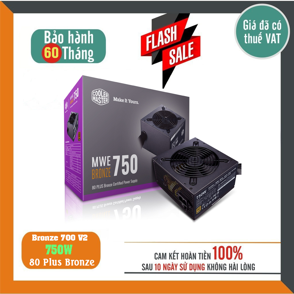 Nguồn máy tính cooler master mwe bronze 750 v2 - 750w - 80 plus bronze