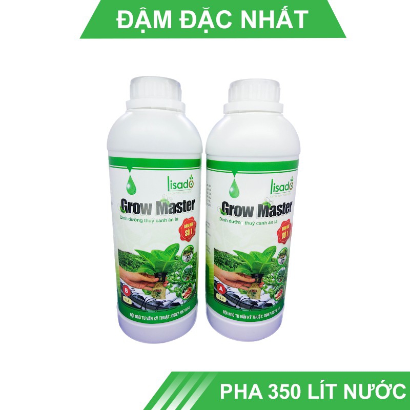 Bộ dung dịch thủy canh Grow Master cho rau ăn lá (bộ 2 chai, mỗi chai 1 lít). siêu đậm đặc - Lisado Việt Nam