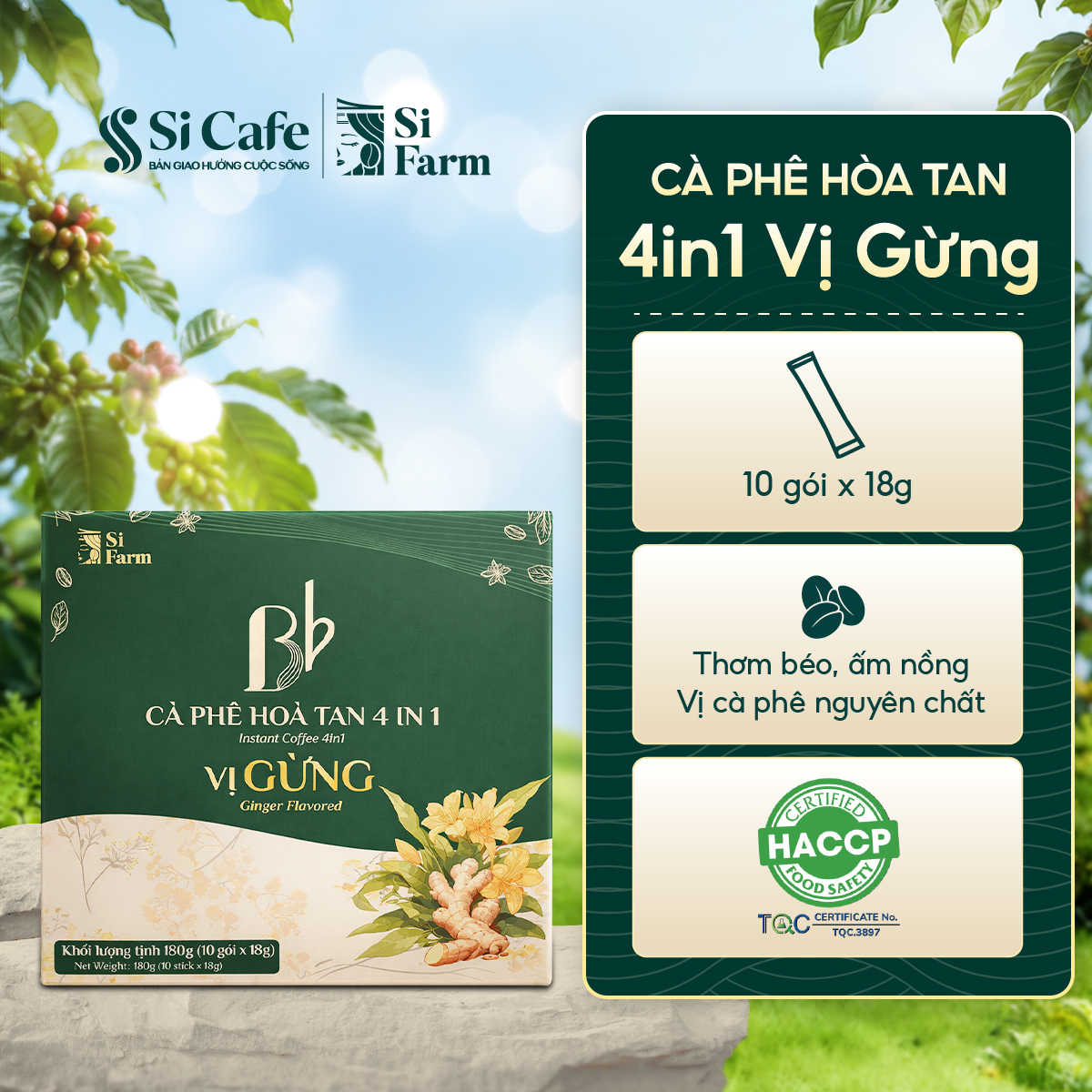 Cà Phê Hòa Tan 4in1 Vị Gừng Si Cafe