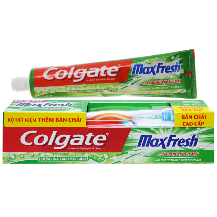 Kem đánh răng Colgate MaxFresh hương trà xanh 230g, Tặng Bàn Chải
