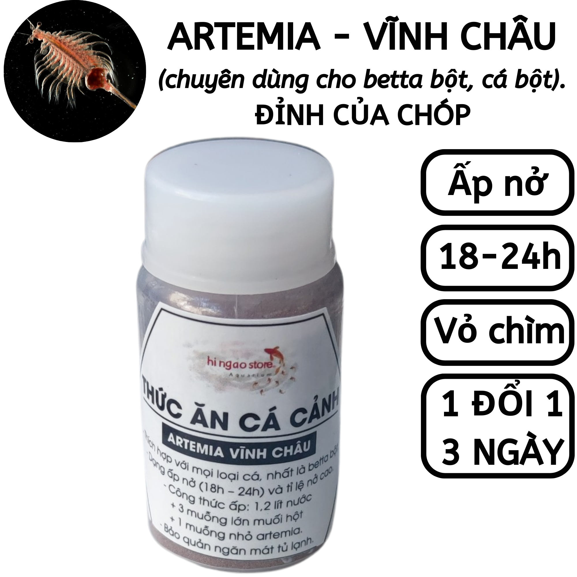Trứng Artemia Vĩnh Châu tỉ lệ nở cao -  Thức ăn cá bột betta và các loại cá bột khác | Hingaostore.