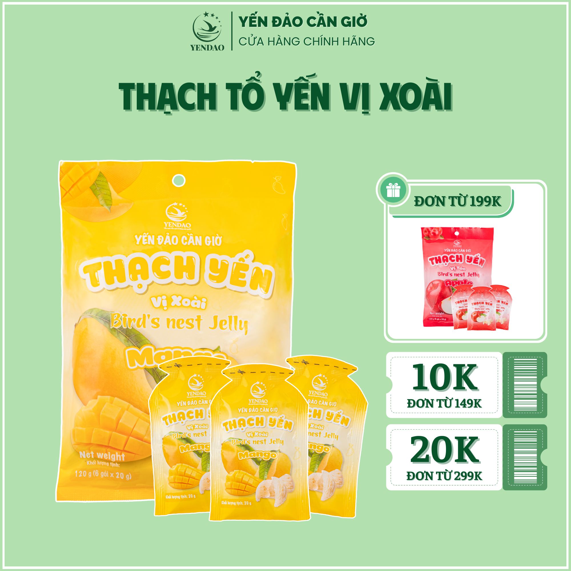 Yến Đảo - Thạch Tổ Yến Vị Xoài Hương Vị Trái Cây Tươi Ngon, Dinh Dưỡng Cho Cả Gia Đình
