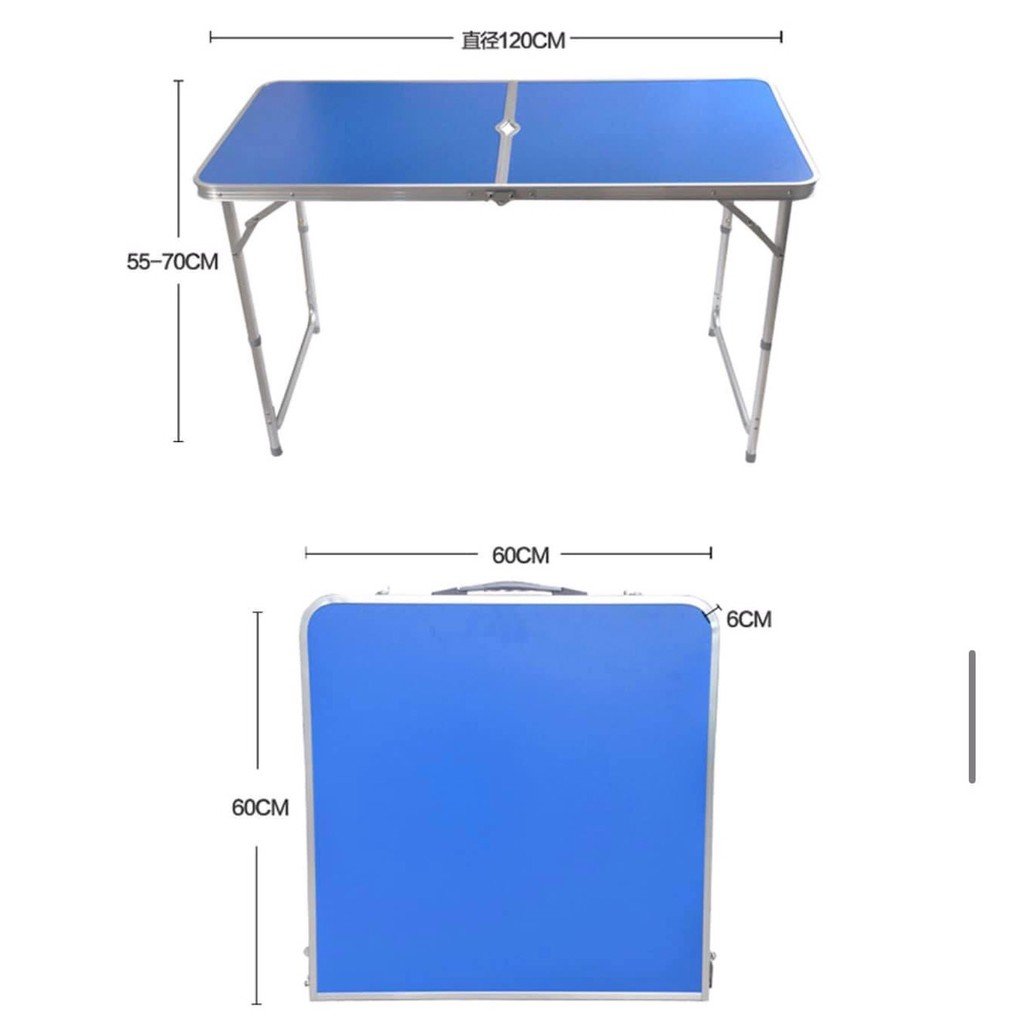 BÀN NHÔM XẾP CẦM TAY DU LỊCH, DÃ NGOẠI NGOÀI TRỜI KIỂU VALI - 60X120CM GẤP ĐÔI