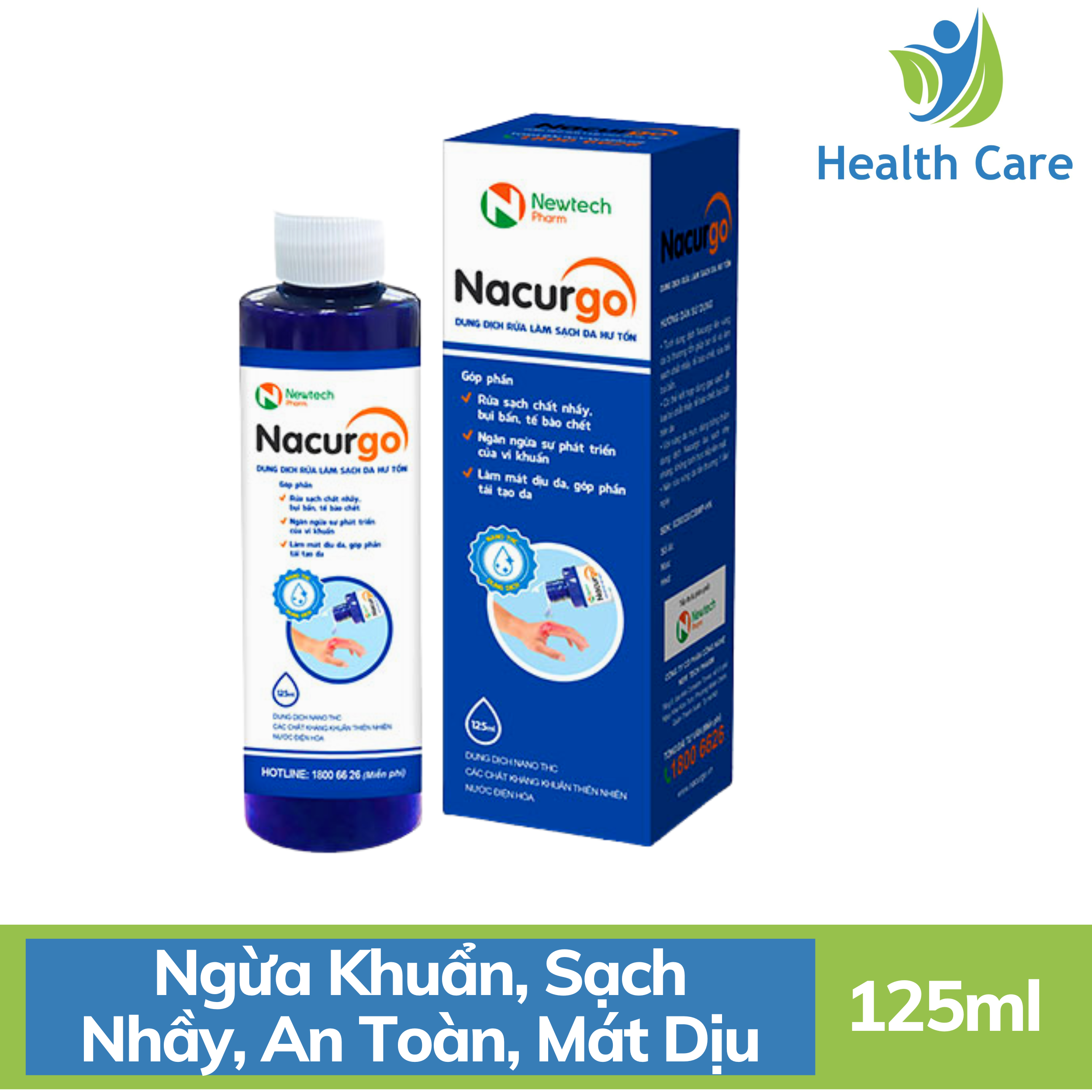 Dung dịch rửa, làm sạch da hư tổn Nacurgo