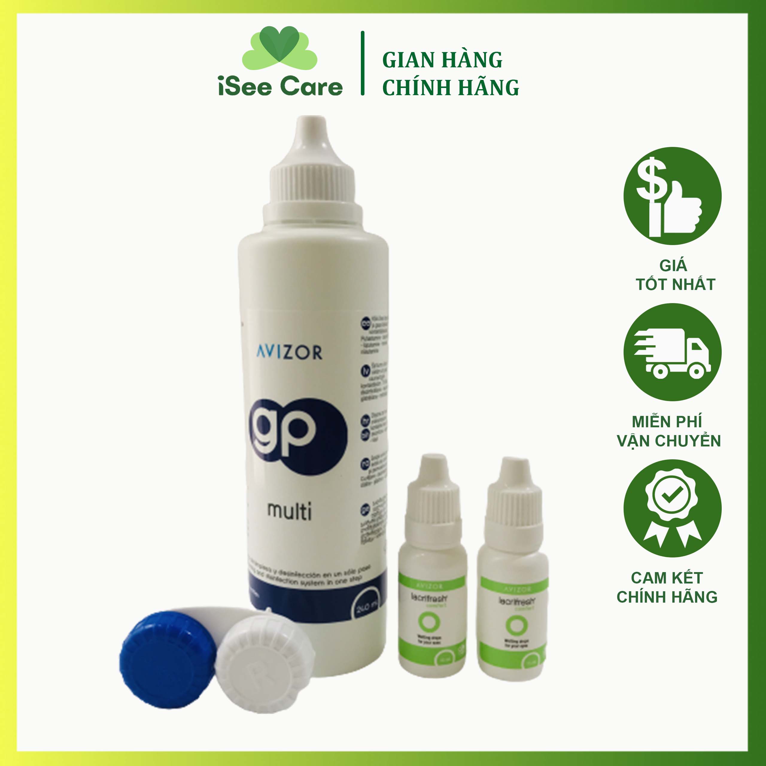 Combo 2 Nước nhỏ mắt và 1 nước ngâm lens kính áp tròng Avizor