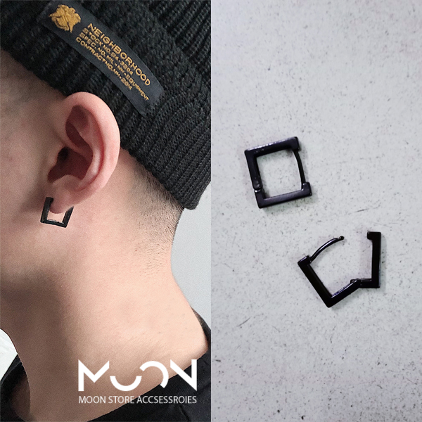 [HCM]1 Cặp Bông tai titan hình vuông và tam giác màu đen chất lượng tốt cao cấp phụ kiện trang sức hiphop cá tính top trend xu hướng mới thời trang phụ kiện idol hàn quốc tiktok