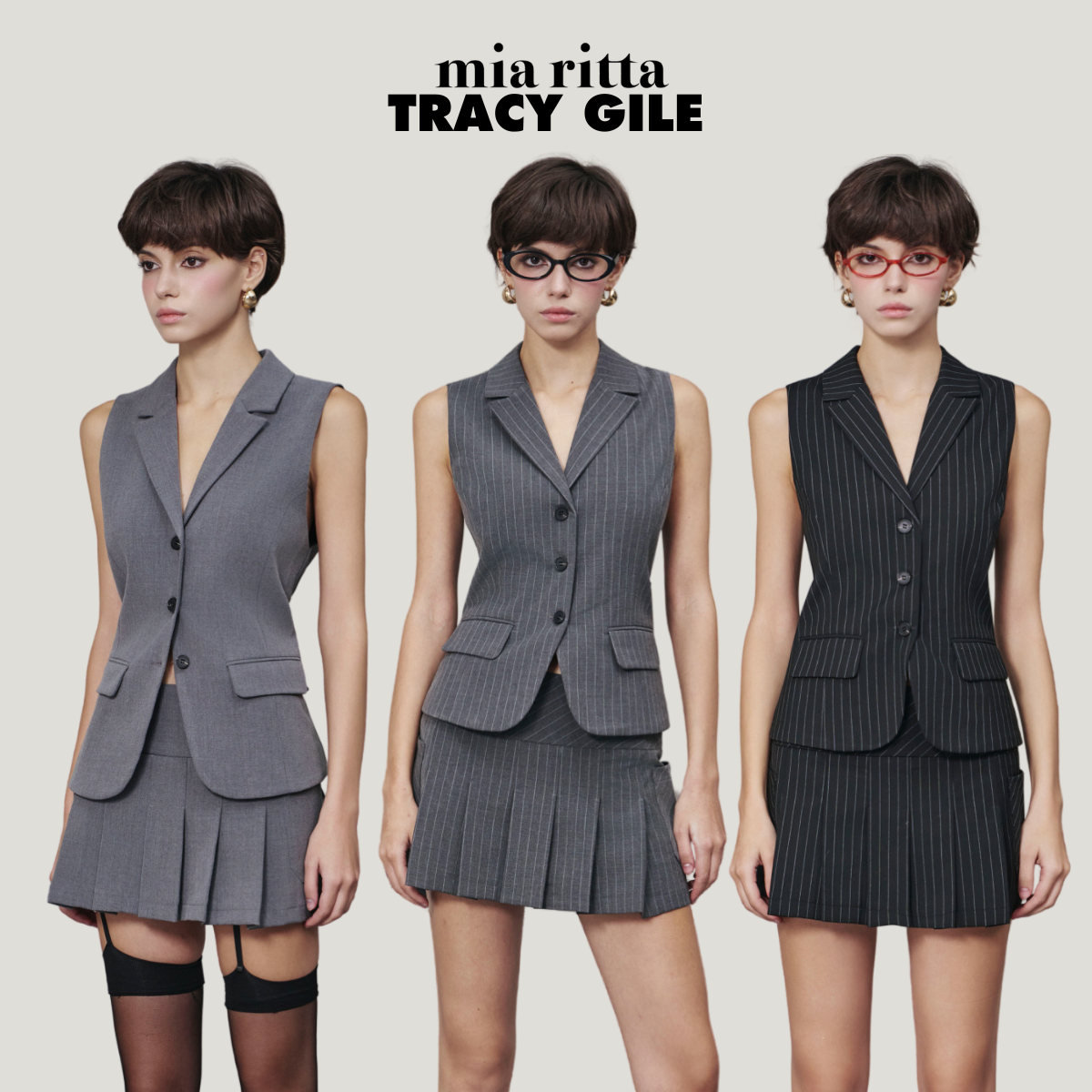 Áo vest Tracy Gile Mia Ritta A2188 - Áo vest phong cách menswear - Áo gile nữ 2 túi cơi