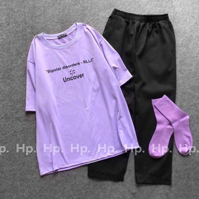 Sét áo tím và quần vải loại 1( kèm ảnh thật)