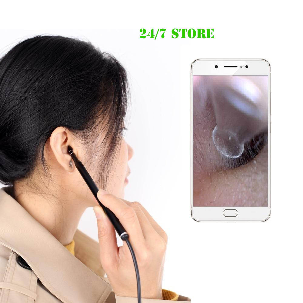 Camera Nội Soi Tai Kèm Đầu Lấy Ráy Tai - Đầu Camera 5.5mm Nhỏ, 6 Bóng Led Làm Sạch Tai Dễ Dàng - Camera mini, máy lấy ráy tai, camera nội soi - Sale 50%, BH 6 tháng