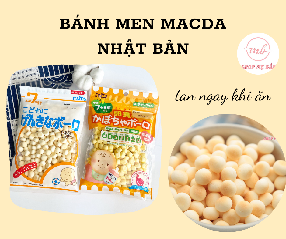Bánh men ăn dặm cho bé - macda nhật bản - gói 75gram - 2 vị trứng sữa và trứng bí đỏ