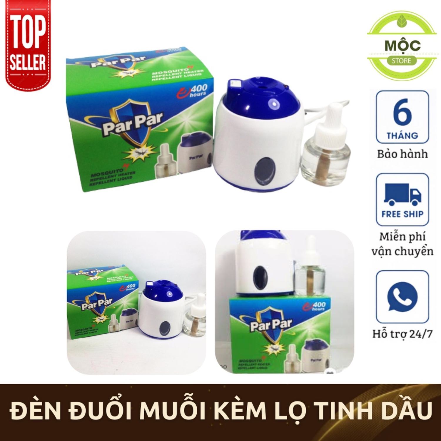 Đèn đuổi muỗi parpar tặng kèm 1 lọ tinh dầu , máy xông tinh dầu đuổi muỗi parpar hiệu quả