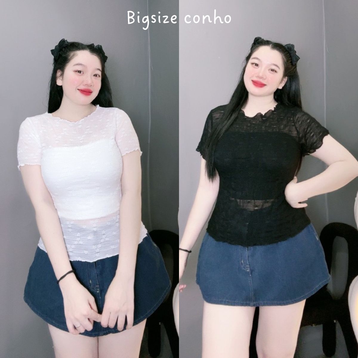 Áo thun nữ bigsize cô nhỏ dạng lưới ren hoa cao cấp xuyên thấu (kèm lót) áo quây bên trong cổ tròn quyến rũ G238