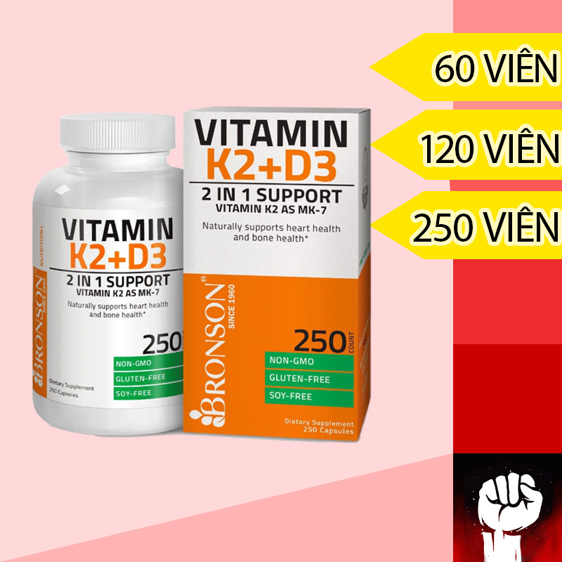 Bronson Vitamin K2 + D3 nhập Mỹ - VITAMIN D3 K2  Tăng Đề Kháng - Chính Hãng Muscle Fitness
