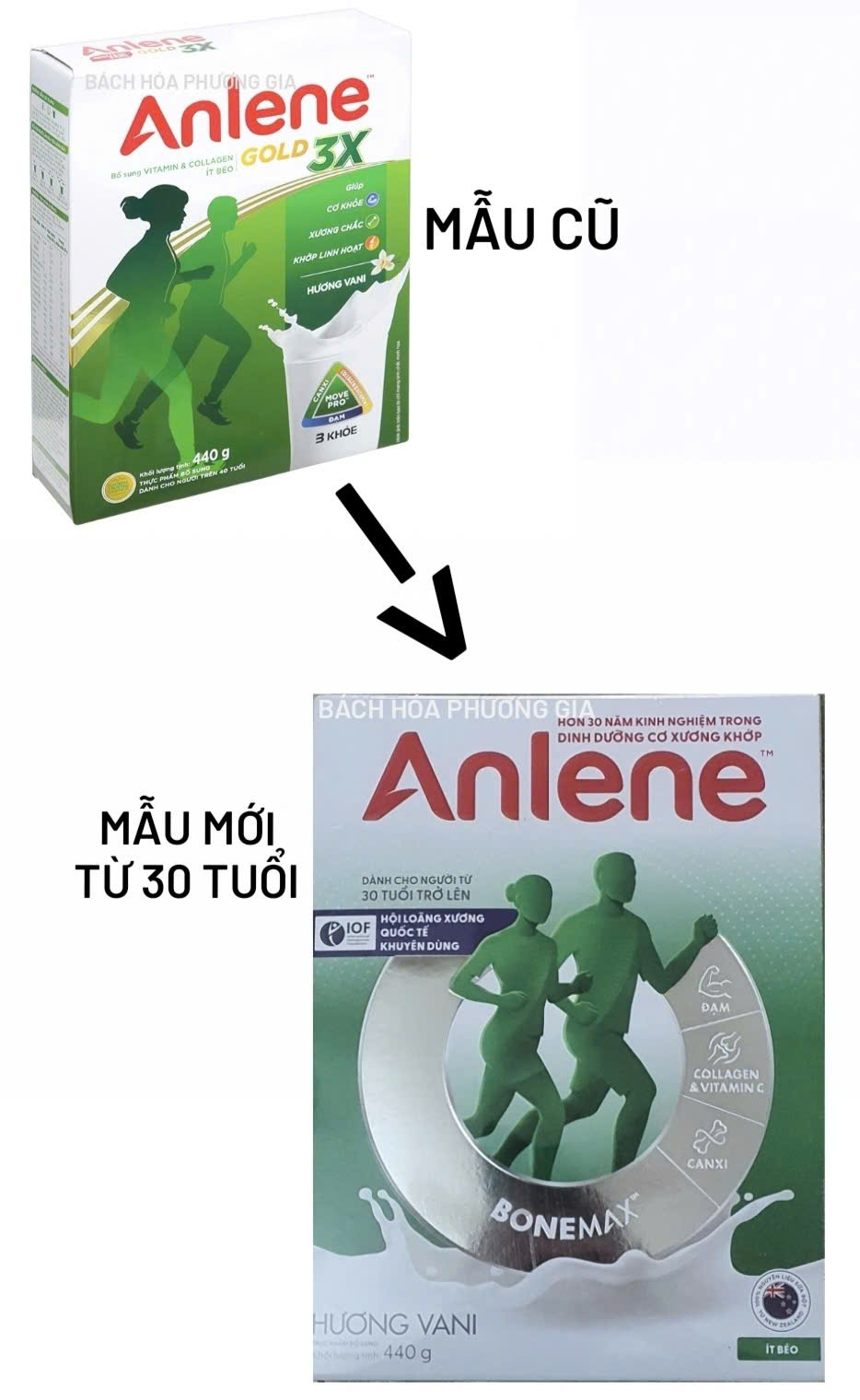 Sữa anlene gold movepro hương vani 440g 40 tuổi