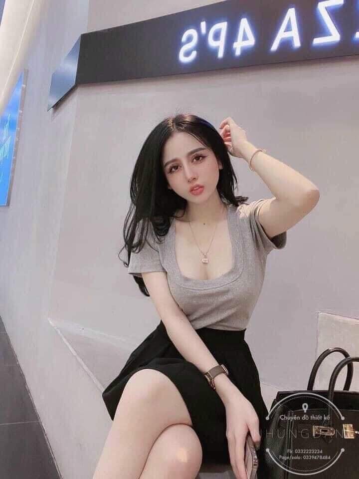 Áo phông nữ cổ vuông chất bozip co giãn hàng cao cấp