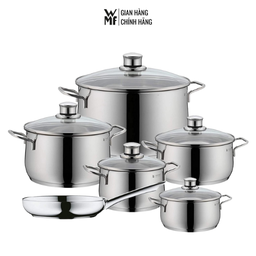 Bộ nồi chảo 6 món wmf diadem plus cookware set 0730026040 chất liệu thép cromargan cao cấp
