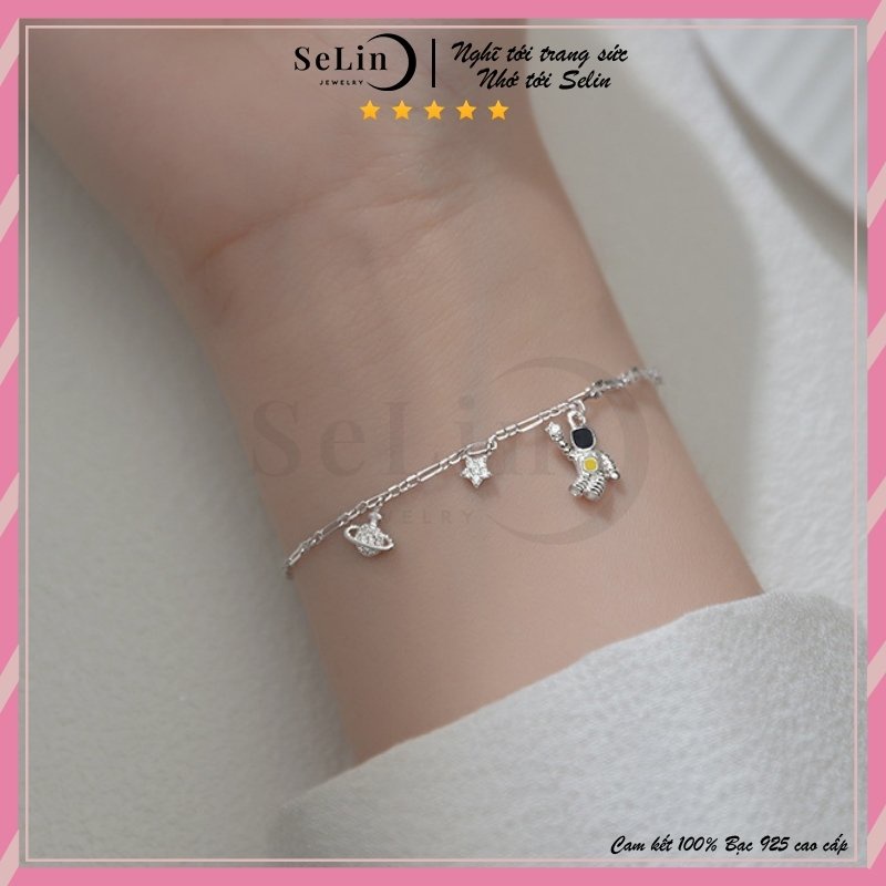 Lắc tay bạc selin jewelry vòng tay bạc 925 nữ phi hành gia galaxy