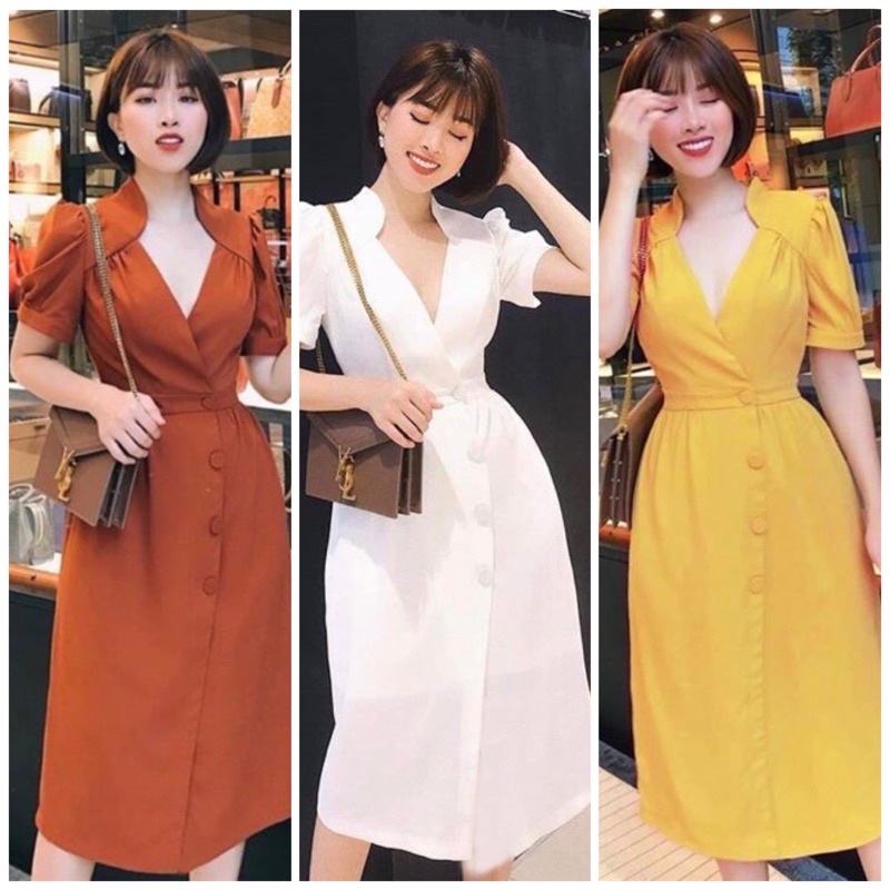 Đầm váy đi tiệc cổ úp 3 màu