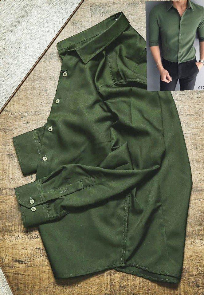 Áo Sơ Mi Nam Trơn Màu XANH RÊU Chất Lụa Mềm Mịn Không Nhăn HOT 2021 Hiệu ĐỆ NHẤT SHOP