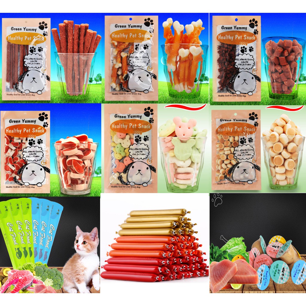 🐶🐱 thức ăn chó mèo, snack, bánh thưởng, đồ ăn vặt cho chó mèo 100g