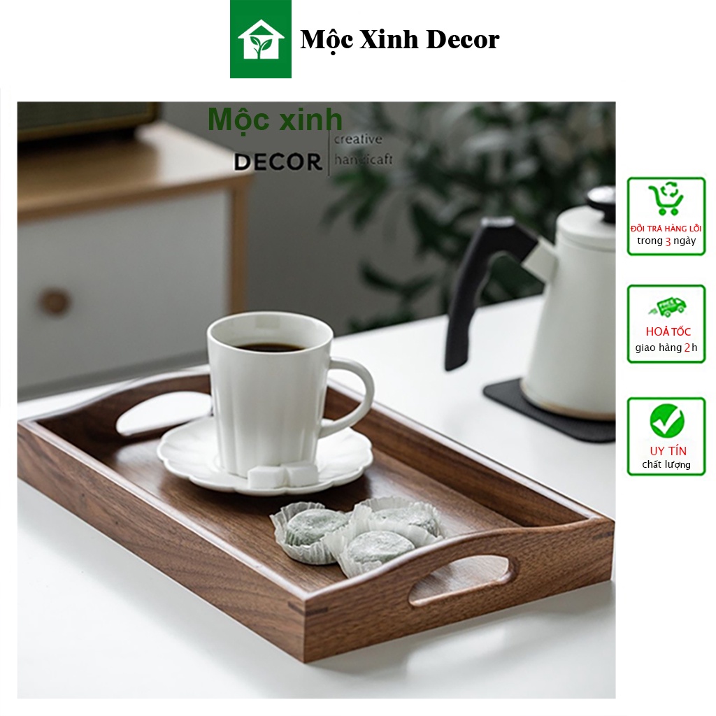 Khay gỗ đa năng đựng bánh đồ ăn trang trí decor hàng xuất khẩu