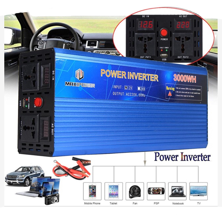 Bộ kích điện đổi nguồn điện 24v lên 220v 3000w maxipower