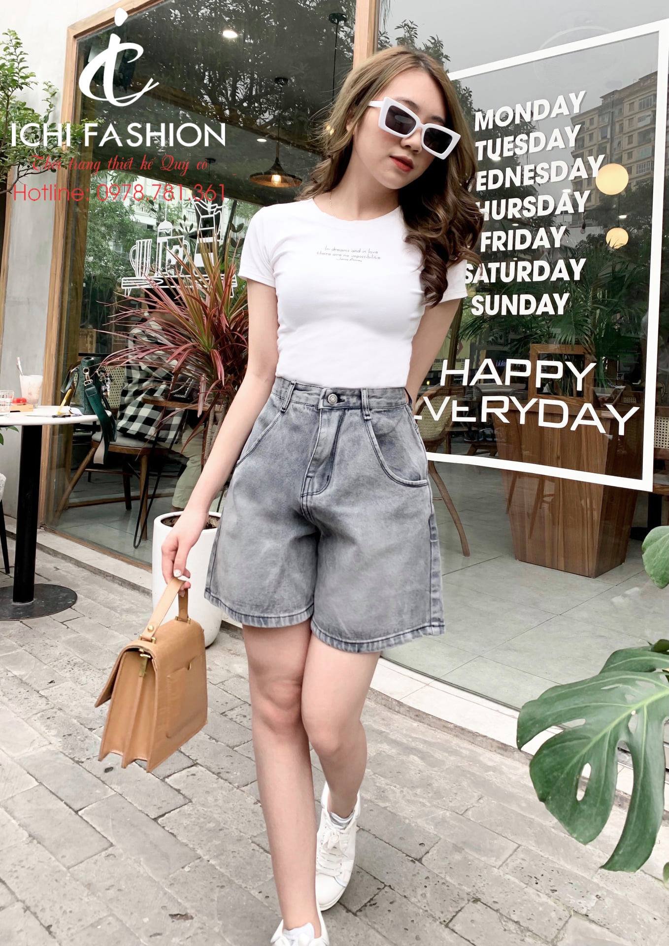 Quần short jean ngắn,quần đùi lững ngố lưng cao ống rộng có bigsize