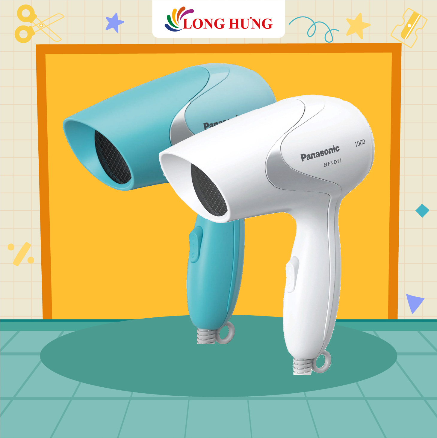 Máy sấy tóc Panasonic EH-ND11 - Hàng chính hãng - Công suất 1000W sấy khô nhanh, điều chỉnh luồng gió phù hợp với hai mức nhiệt, tự động ngắt khi quá nhiệt