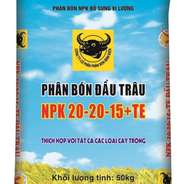 Combo 2kg Phân bón đầu trâu NPK 20-20-15 + TE (phân 3 màu) BÓN RAU MÀU VÀ CÂY KIỂNG