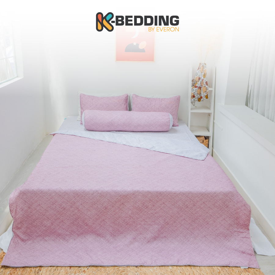 Bộ ga giường K-Bedding KMTP 109 Microtencel Hồng  (KHÔNG GỒM CHĂN) chất liệu cao cấp, thoáng mát nhập khẩu Hàn Quốc  Bedsheet Set